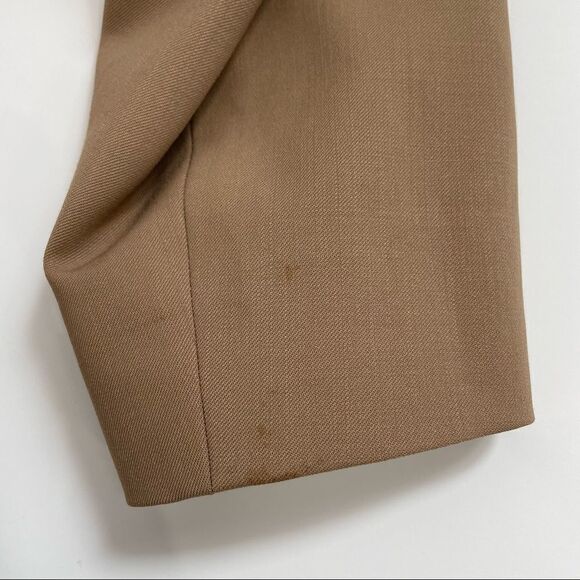 Gianfranco Ferre Tan Wool Blend Leather Trim Skirt Suit Sz 8 - Picture 14 of 16